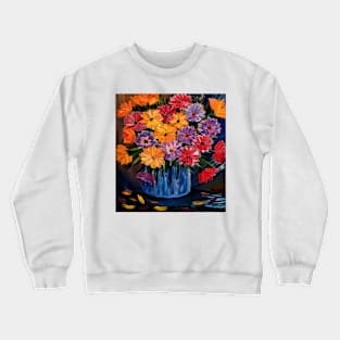 A beautiful bouquet flowers in a glass and gold vase . Crewneck Sweatshirt